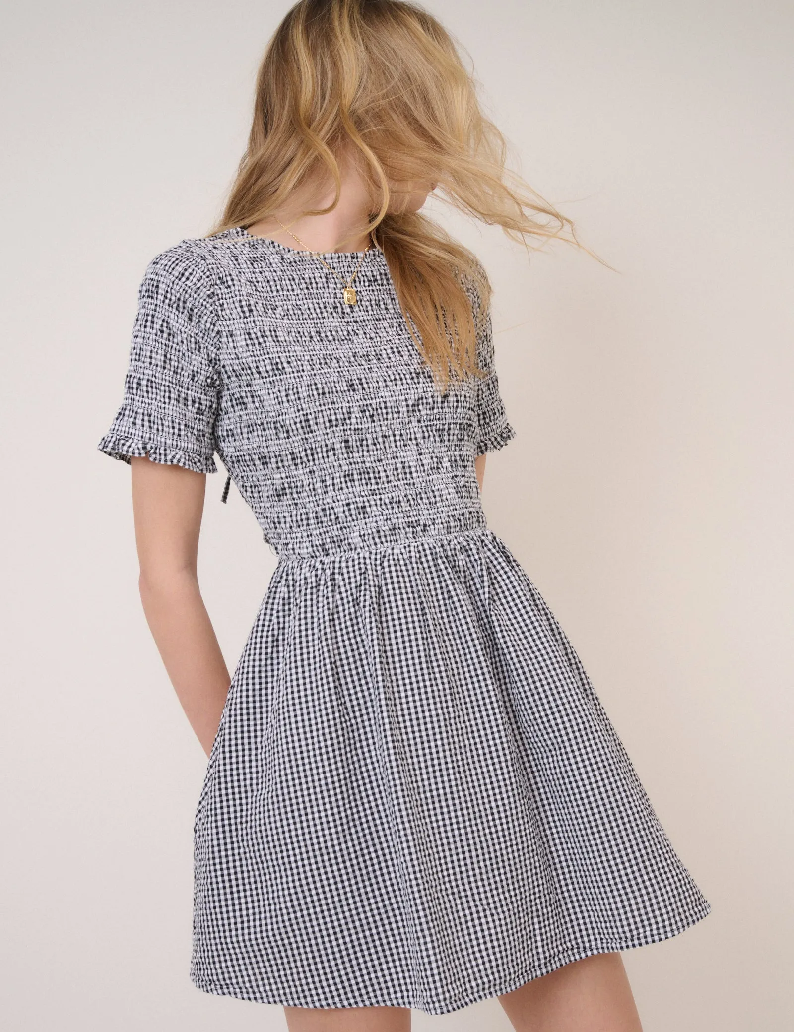 Black Gingham Leah Mini Dress sold by Nobody's Child product image thumbnail 3
