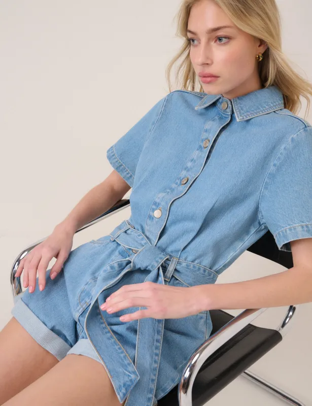 Denim Tie Waist Playsuit made by Nobody's Child