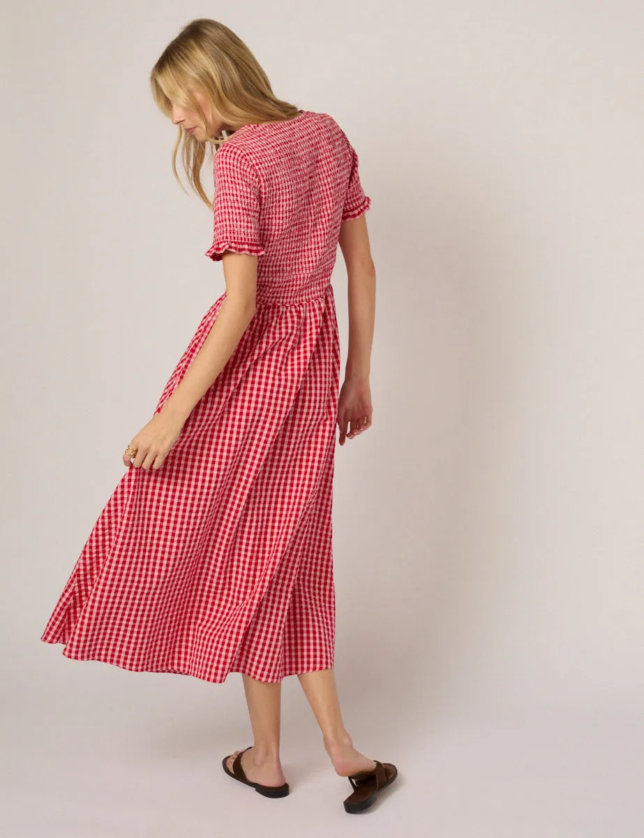 Red Gingham Eliza Midi Dress sold by Nobody's Child product image thumbnail 5