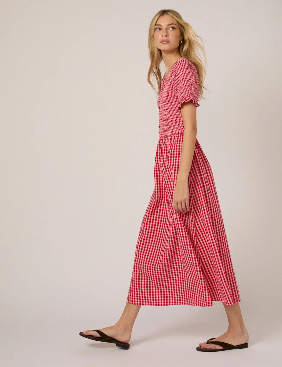 Red Gingham Eliza Midi Dress sold by Nobody's Child product image thumbnail 3