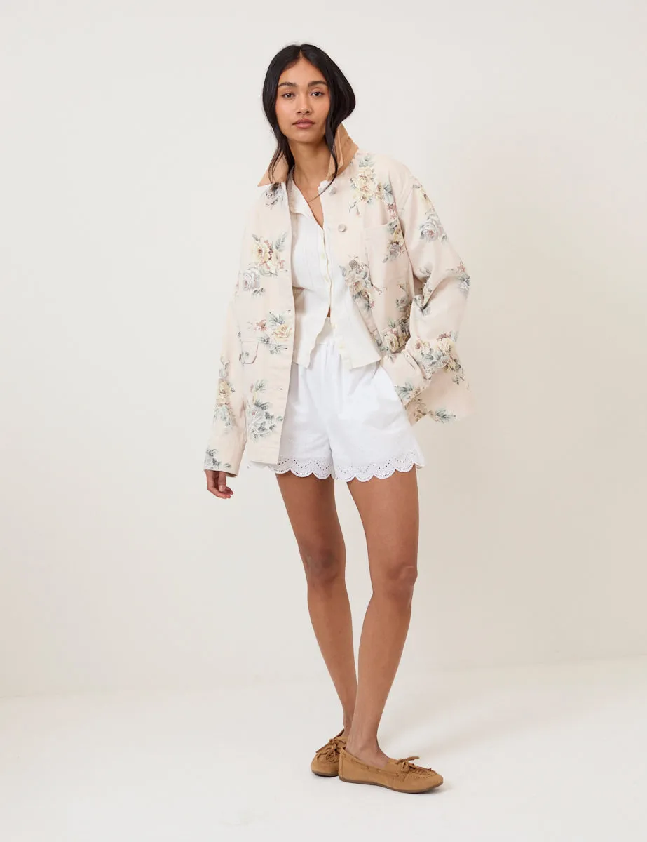 Light Pink Denim Floral Cord Collar Jacket sold by Nobody's Child product image thumbnail 3