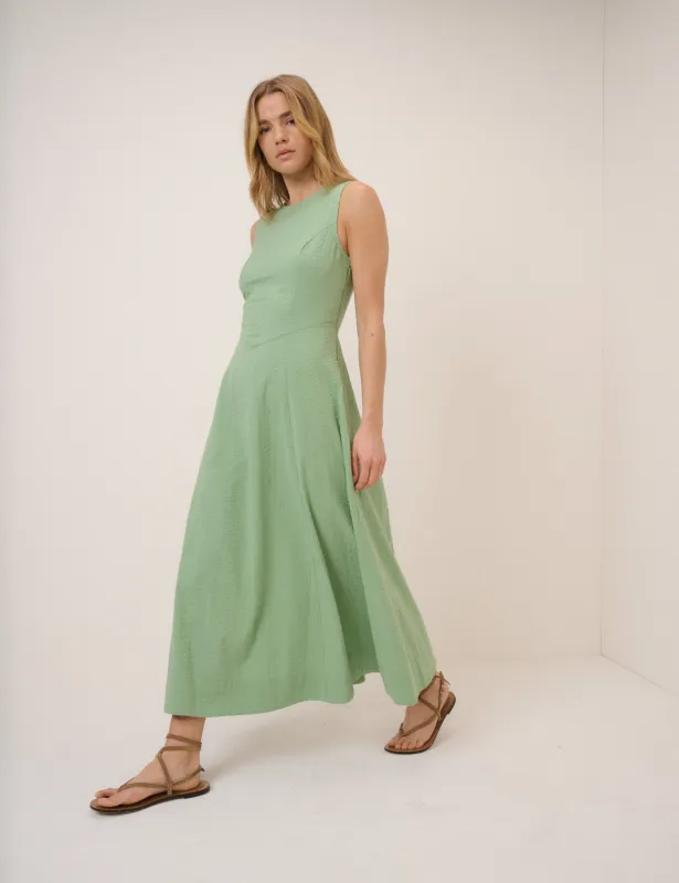 Green Drop Waist Cedar Midi Dress sold by Nobody's Child
