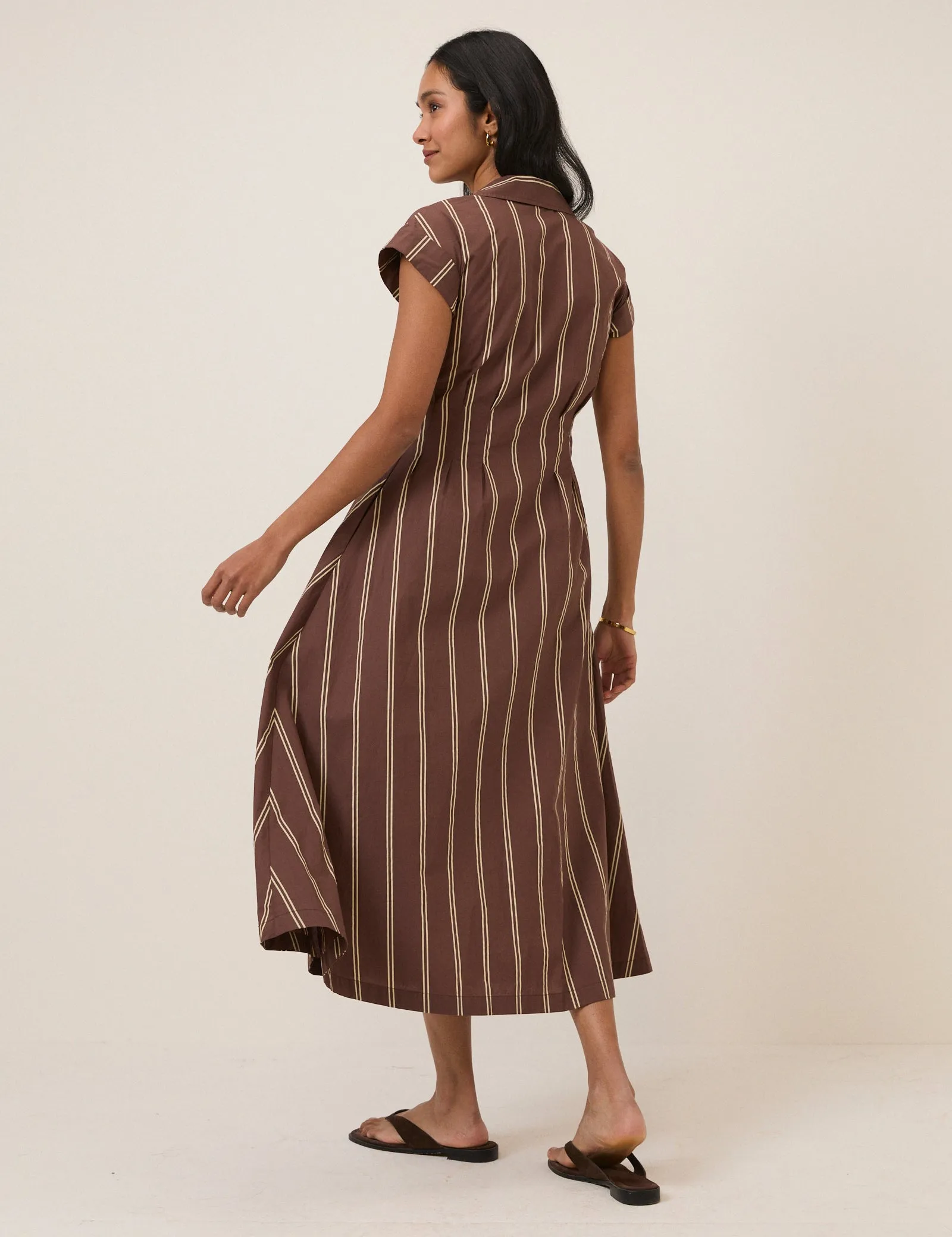 Brown Pinstripe Jane Shirt Dress sold by Nobody's Child product image thumbnail 5