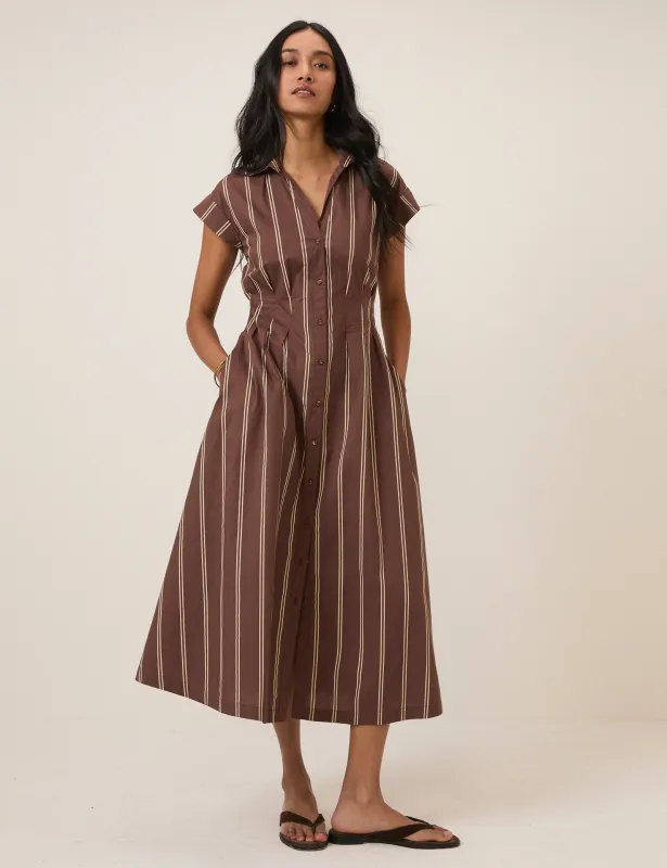 Brown Pinstripe Jane Shirt Dress sold by Nobody's Child