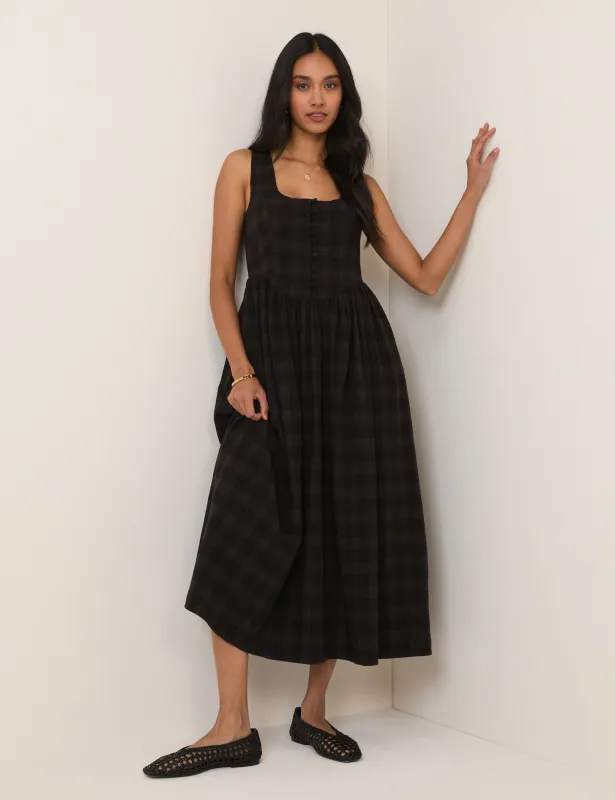 Black Check Cora Midi Dress sold by Nobody's Child