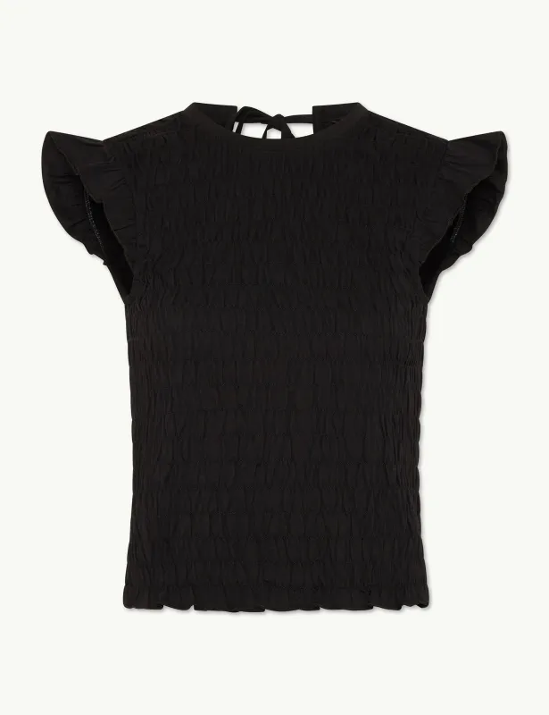 Black Shirred Tie Back Top sold by Nobody's Child