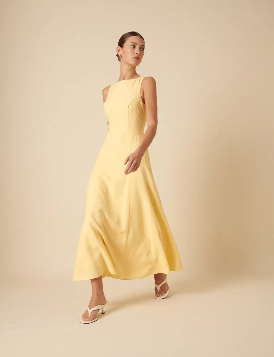 Butter Yellow Reign Midi Dress sold by Nobody's Child