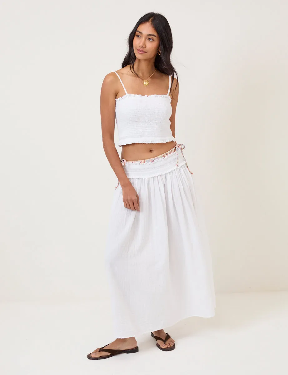 White High Waist Midi Skirt sold by Nobody's Child