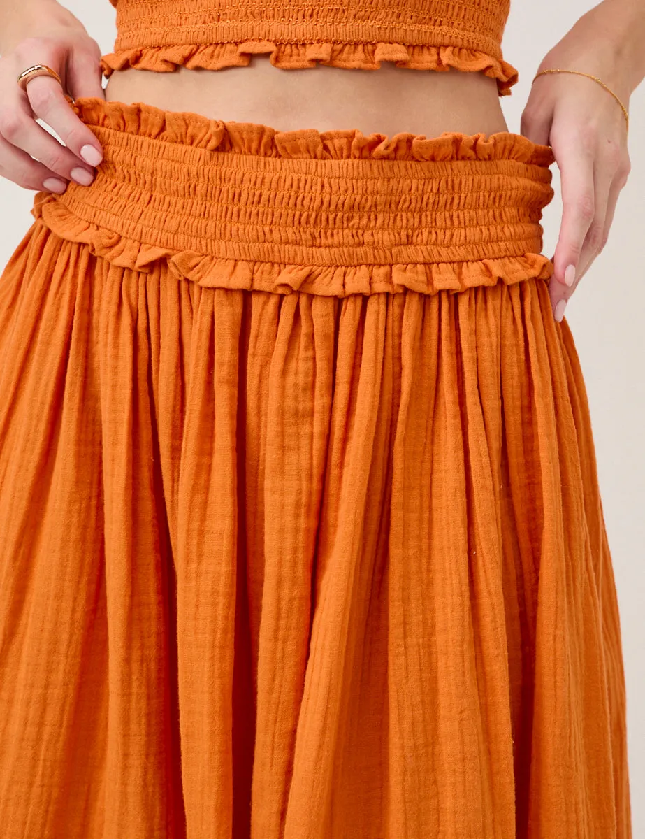 Orange High Waist Midi Skirt sold by Nobody's Child product image thumbnail 2