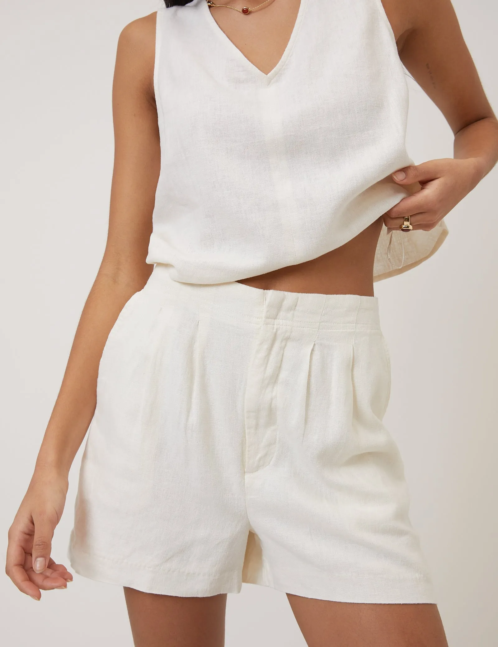 Cream Linen-blend Shorts sold by Nobody's Child product image thumbnail 2