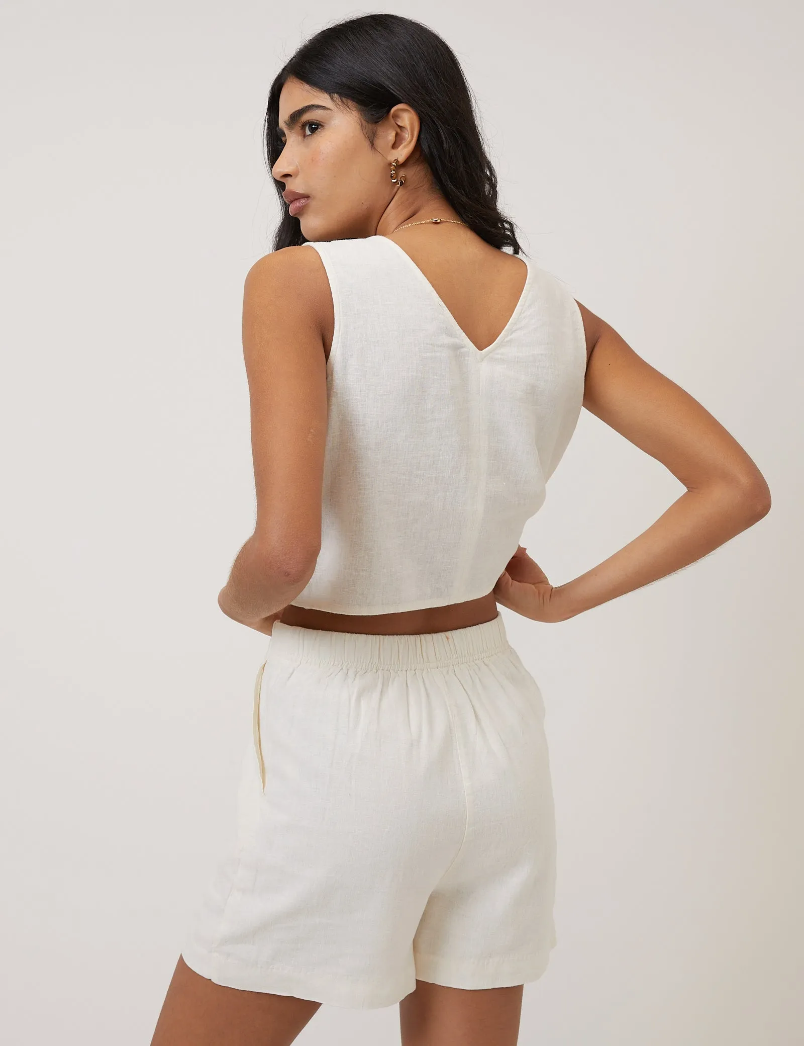 Cream Linen-blend Shorts sold by Nobody's Child product image thumbnail 5