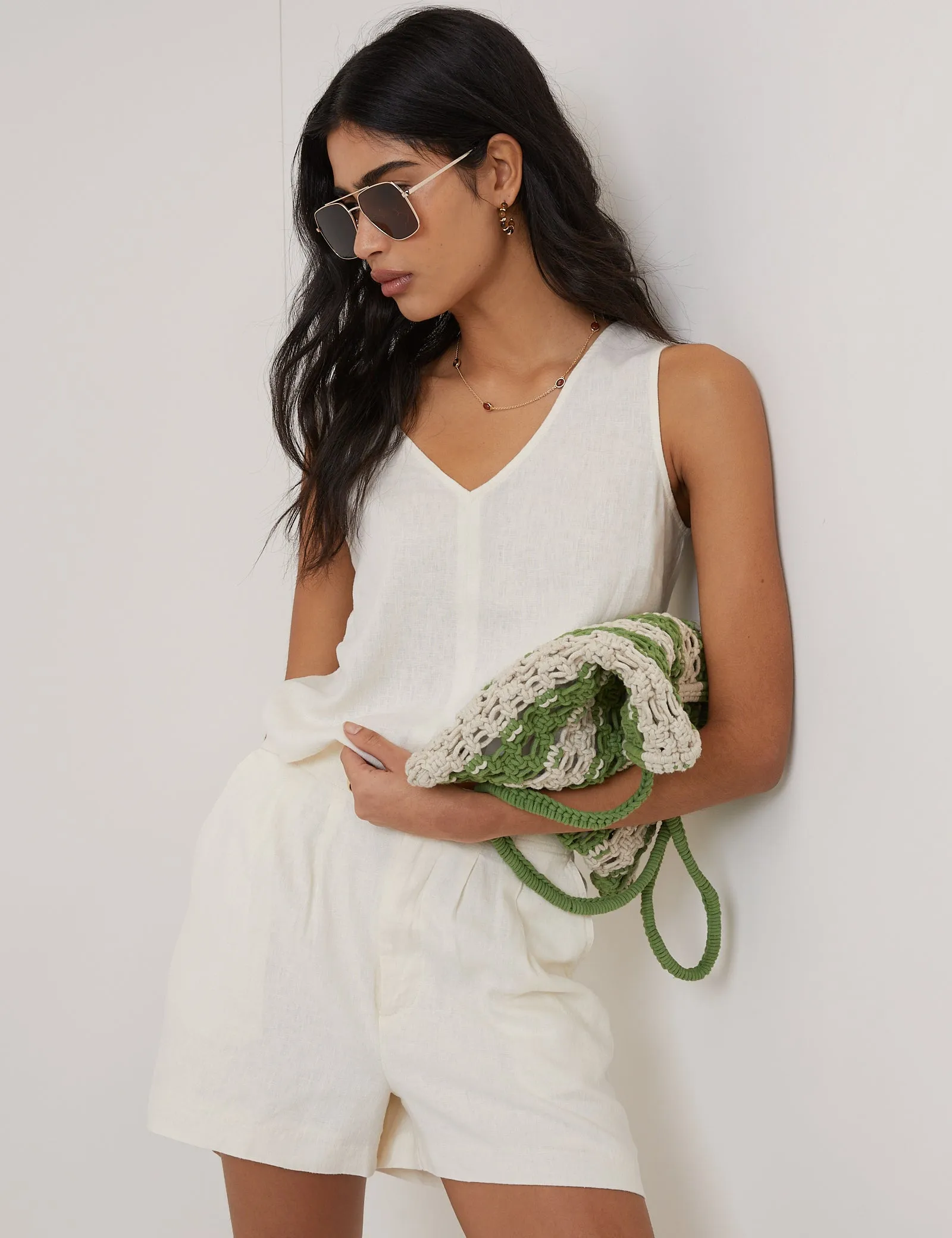 Cream Linen-blend Shorts sold by Nobody's Child product image thumbnail 3