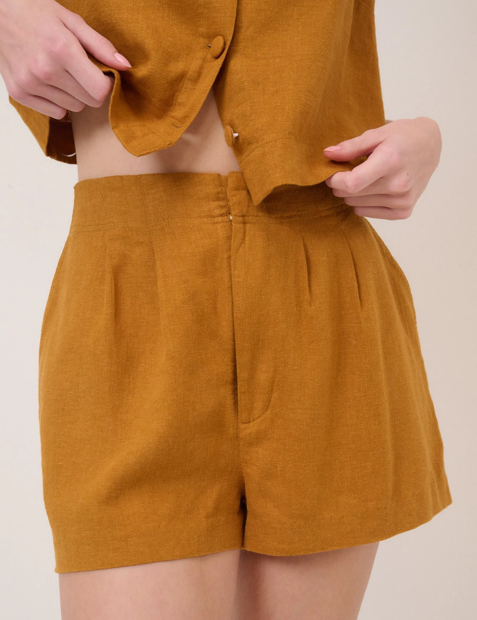 Orange Linen-Blend Shorts sold by Nobody's Child product image thumbnail 2