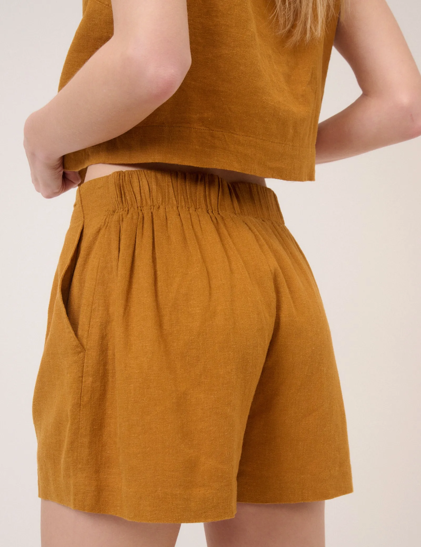 Orange Linen-Blend Shorts sold by Nobody's Child product image thumbnail 5