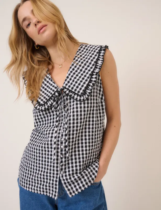 Black Gingham Peter Pan Collar Blouse made by Nobody's Child