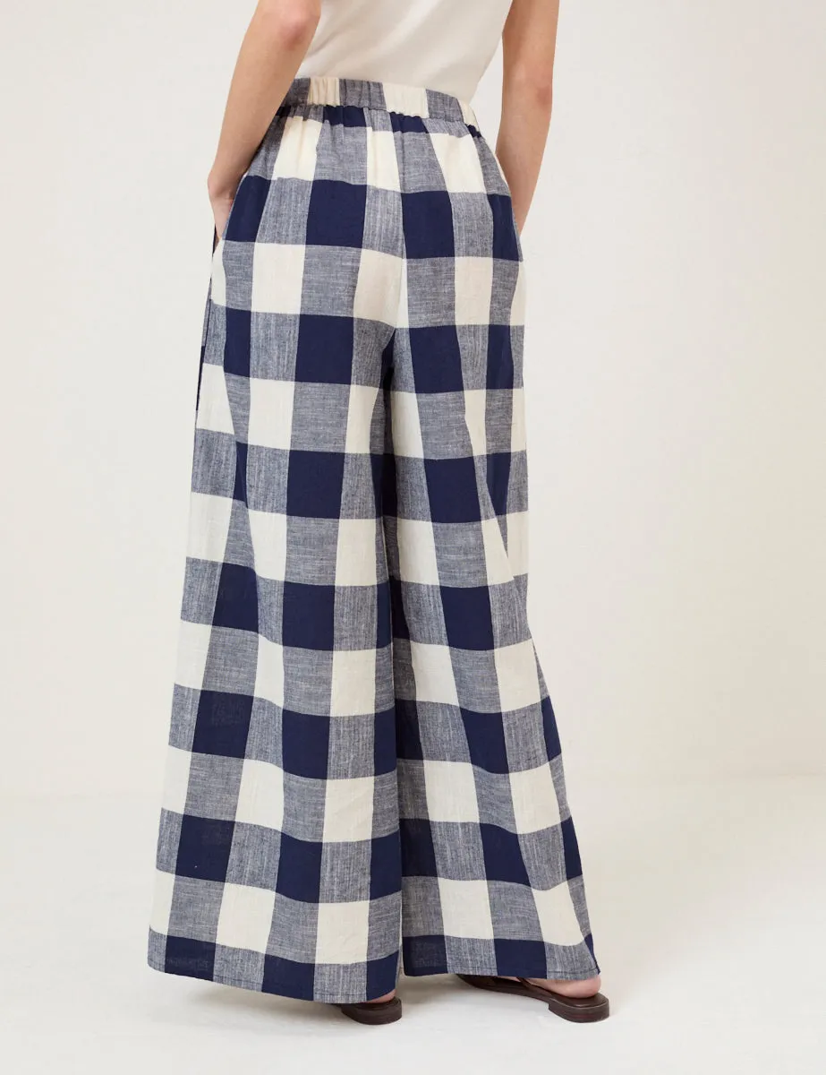 Navy Gingham Wide Leg Trousers sold by Nobody's Child product image thumbnail 5