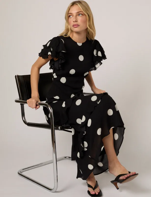 Black Polka Dot Marley Midi Dress sold by Nobody's Child
