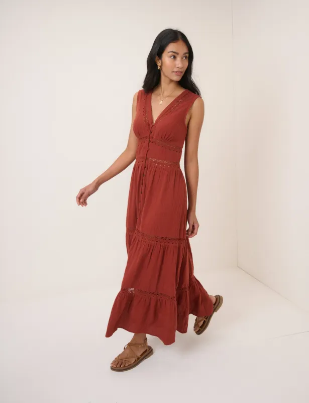 Orange Broderie Anglaise Wrena Midi Dress sold by Nobody's Child