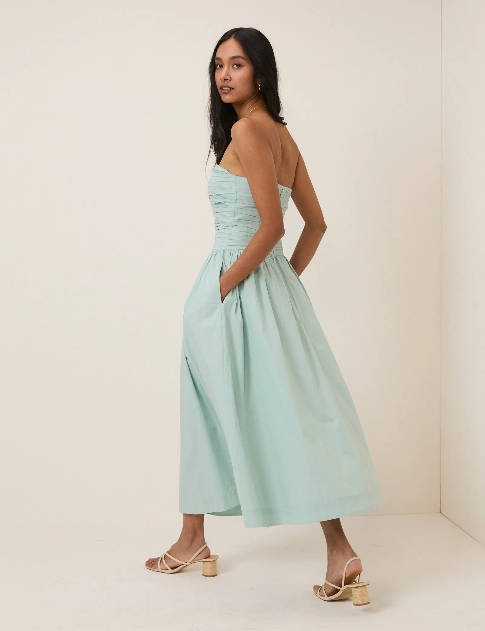 Blue Bandeau Rosalie Midi Dress sold by Nobody's Child product image thumbnail 5
