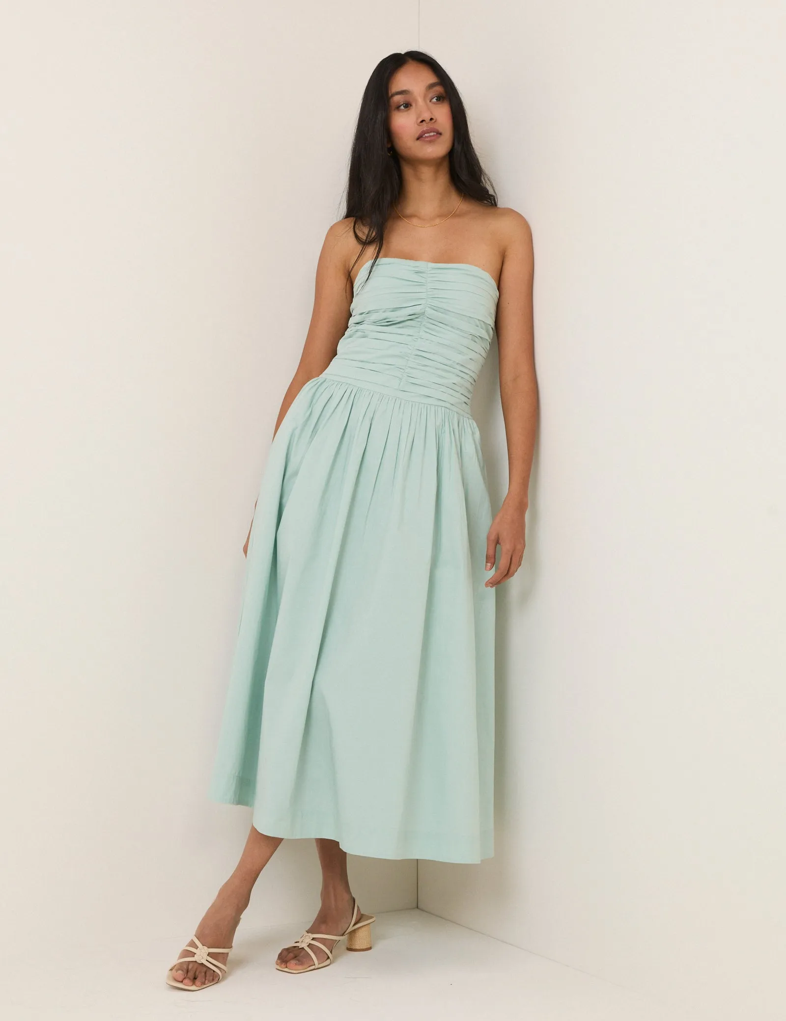 Blue Bandeau Rosalie Midi Dress sold by Nobody's Child
