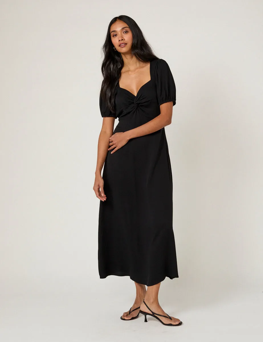 Black Sweetheart Neck Tyla Midi Dress sold by Nobody's Child