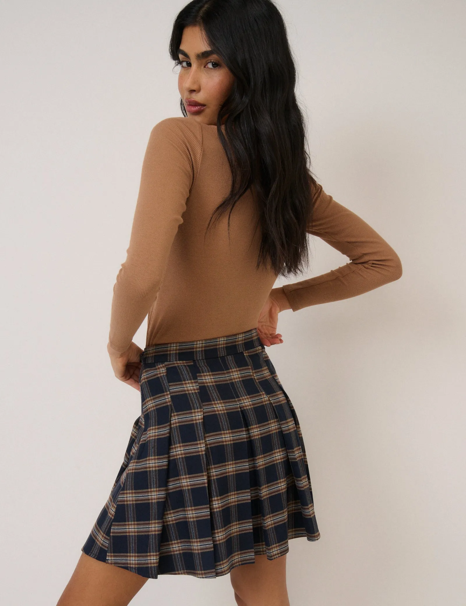 Navy Tartan Check Pleated Mini Skirt sold by Nobody's Child product image thumbnail 4