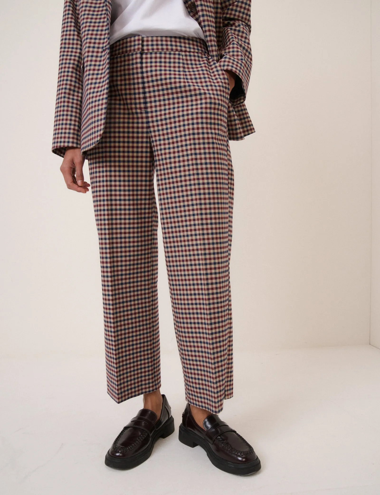 Red and Navy Gingham Tailored Trousers sold by Nobody's Child product image thumbnail 2