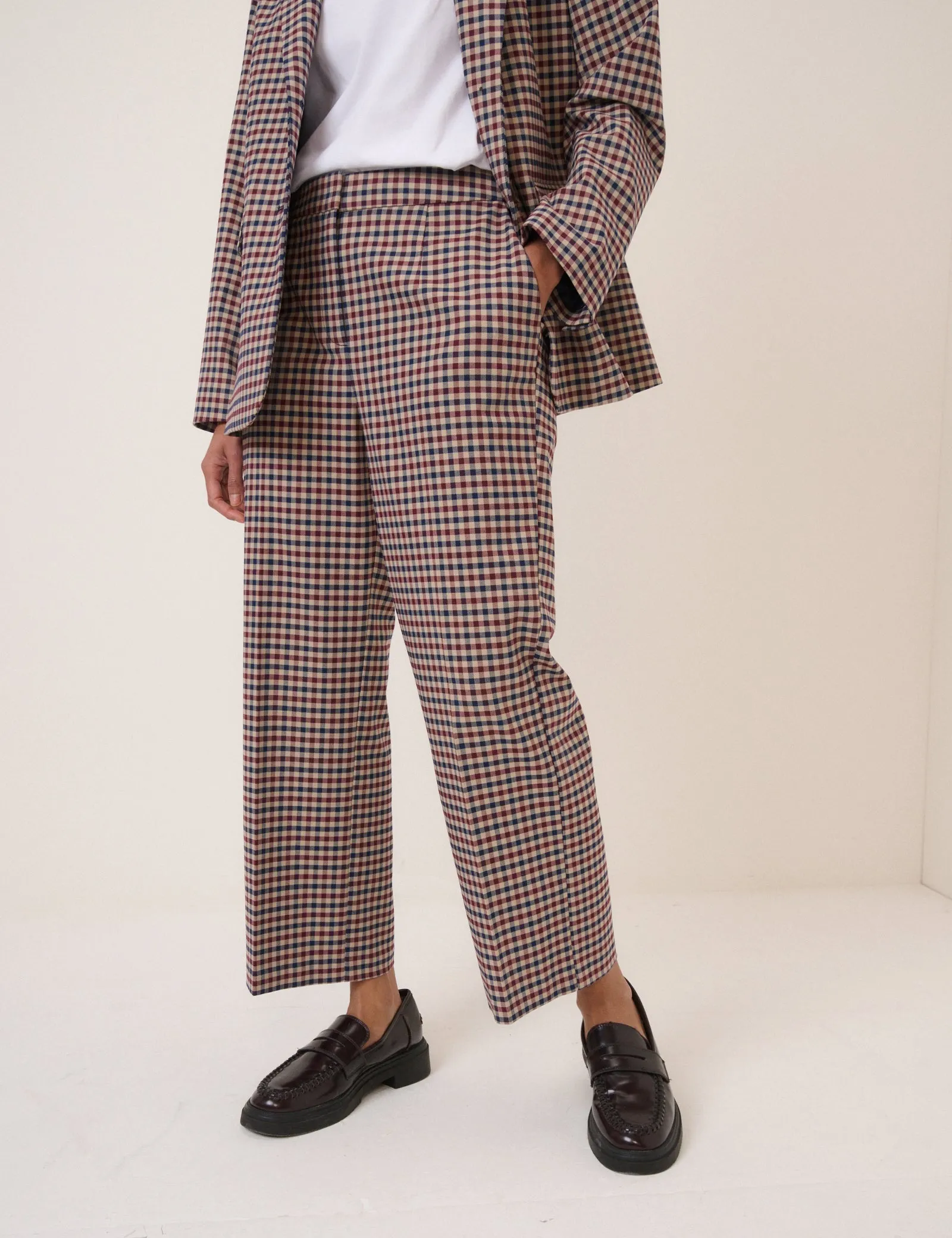 Red and Navy Gingham Tailored Trousers sold by Nobody's Child product image thumbnail 4