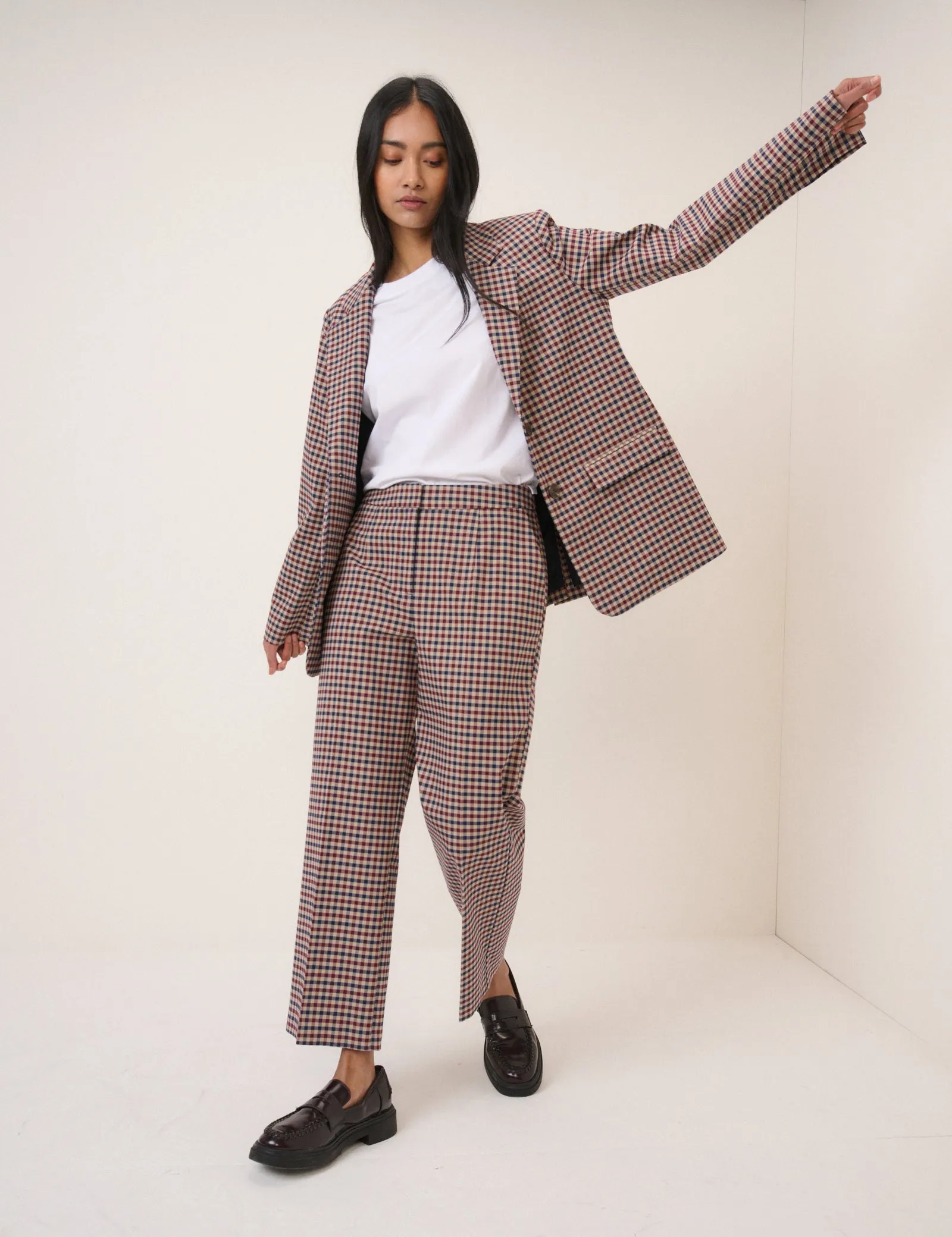 Red and Navy Gingham Tailored Trousers sold by Nobody's Child product image thumbnail 3