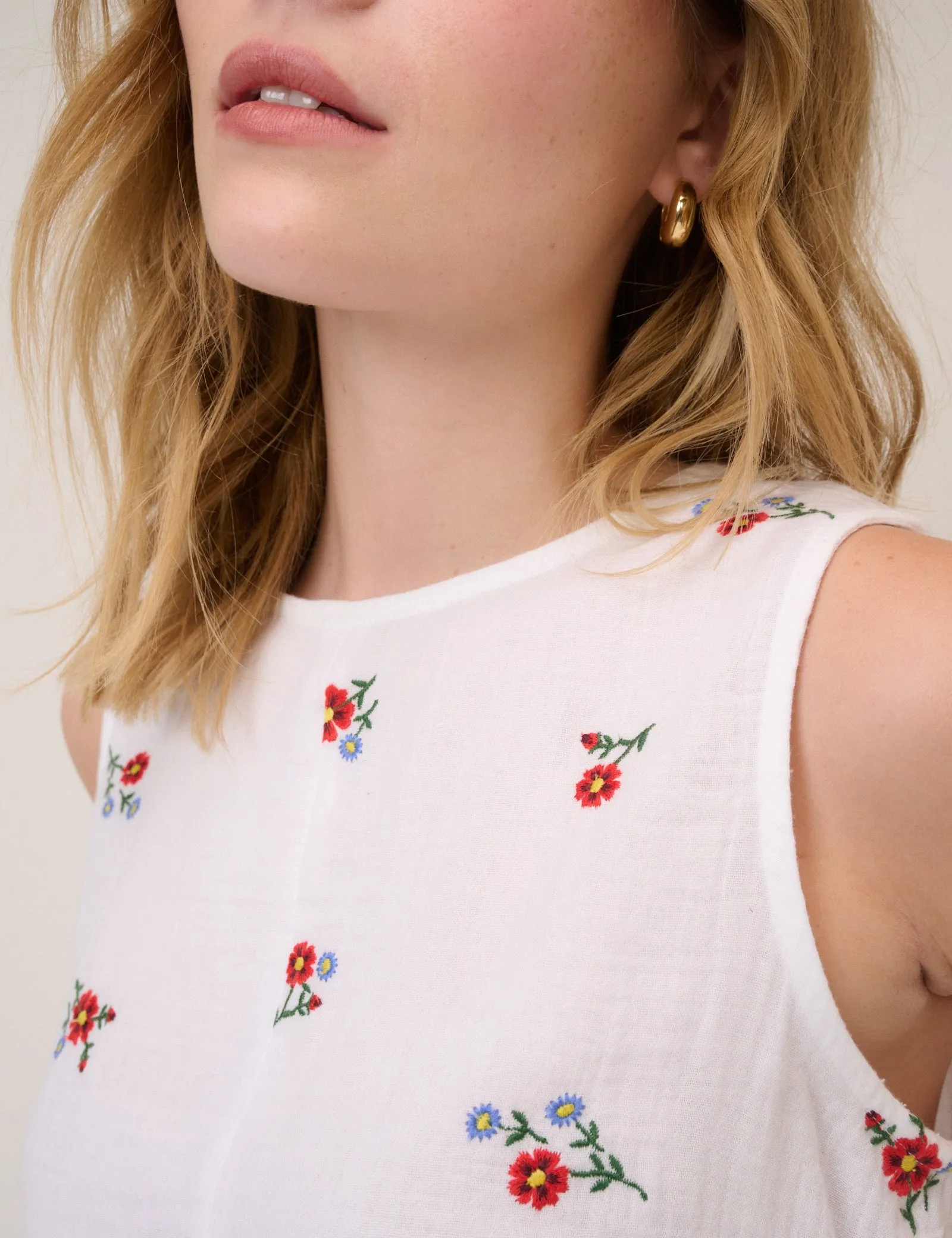White Floral Embroidered Stirling Top sold by Nobody's Child product image thumbnail 4