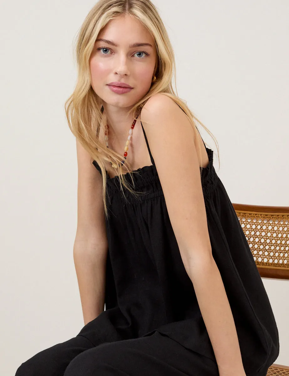 Black Linen-Blend Ruched Bandeau Top sold by Nobody's Child product image thumbnail 5