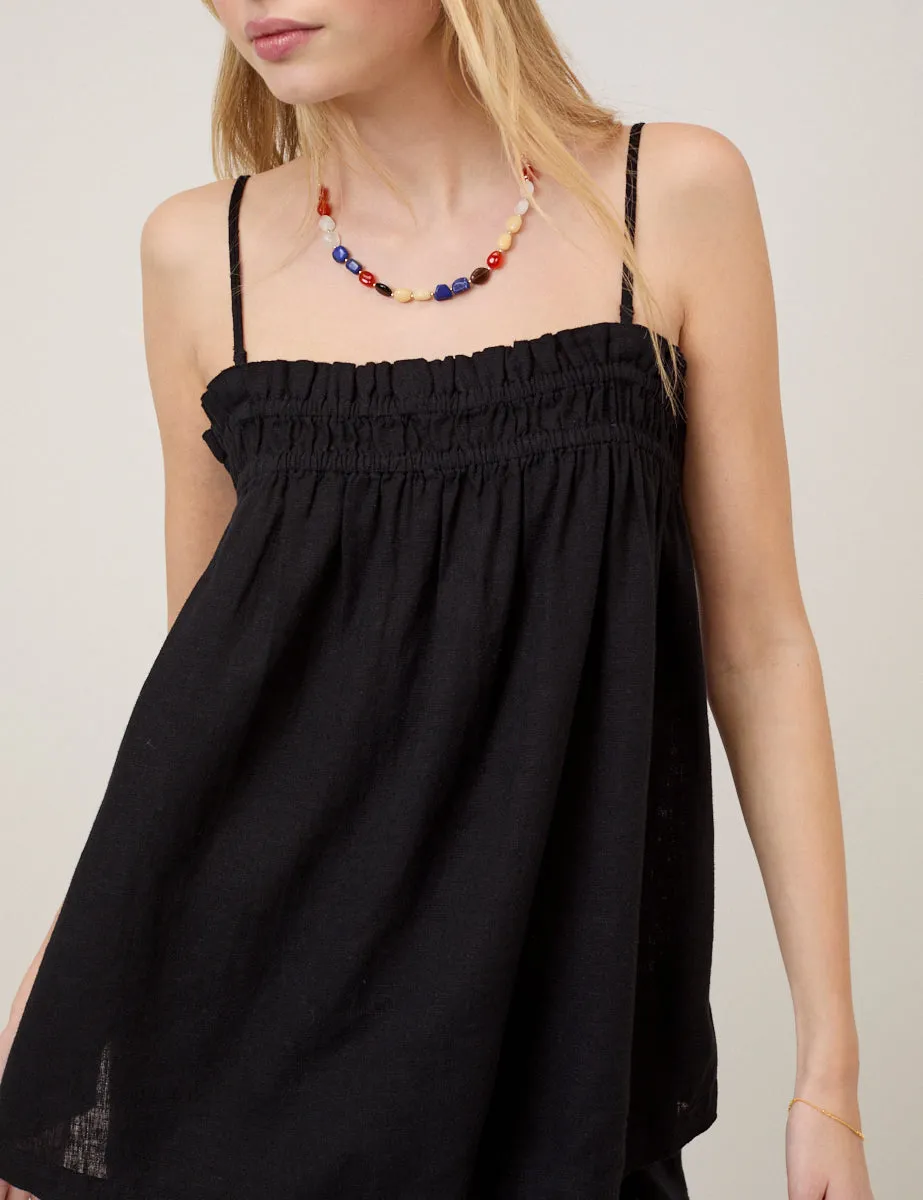Black Linen-Blend Ruched Bandeau Top sold by Nobody's Child product image thumbnail 2