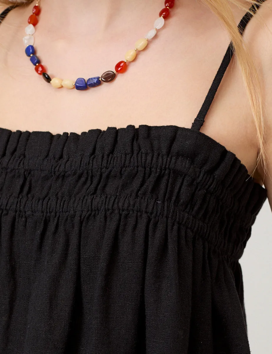 Black Linen-Blend Ruched Bandeau Top sold by Nobody's Child product image thumbnail 3