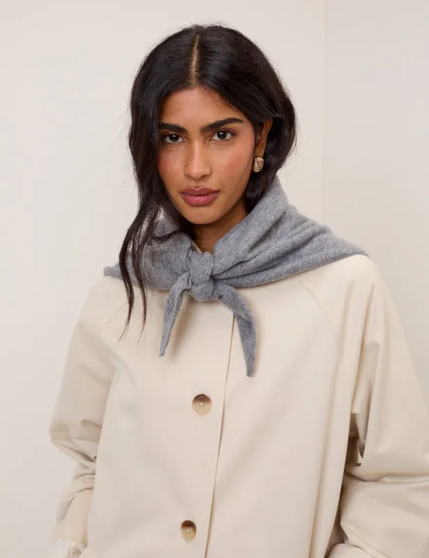 Grey Knitted Triangle Scarf sold by Nobody's Child