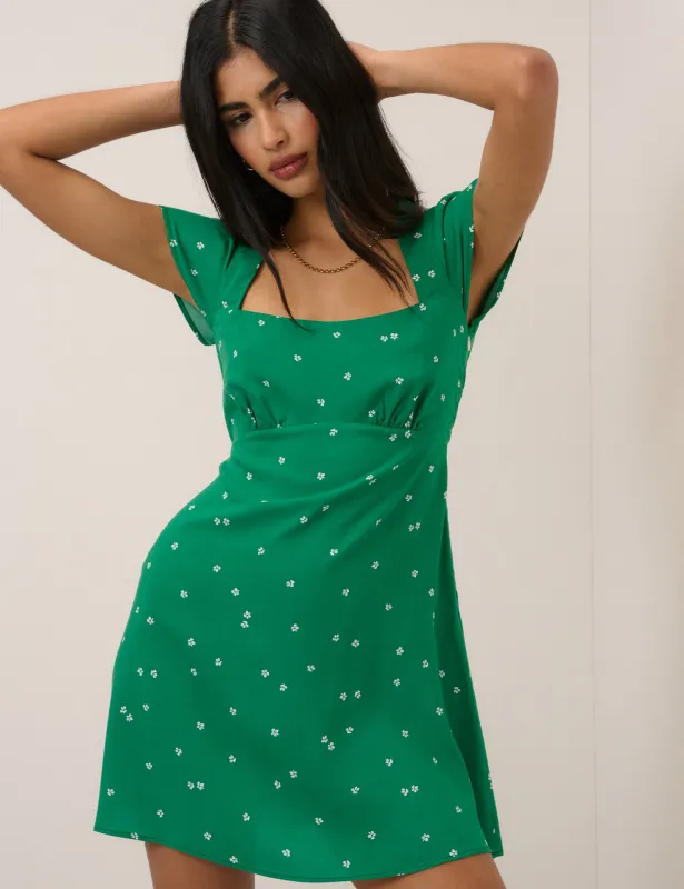 Green Ditsy Floral Nora Mini Dress sold by Nobody's Child