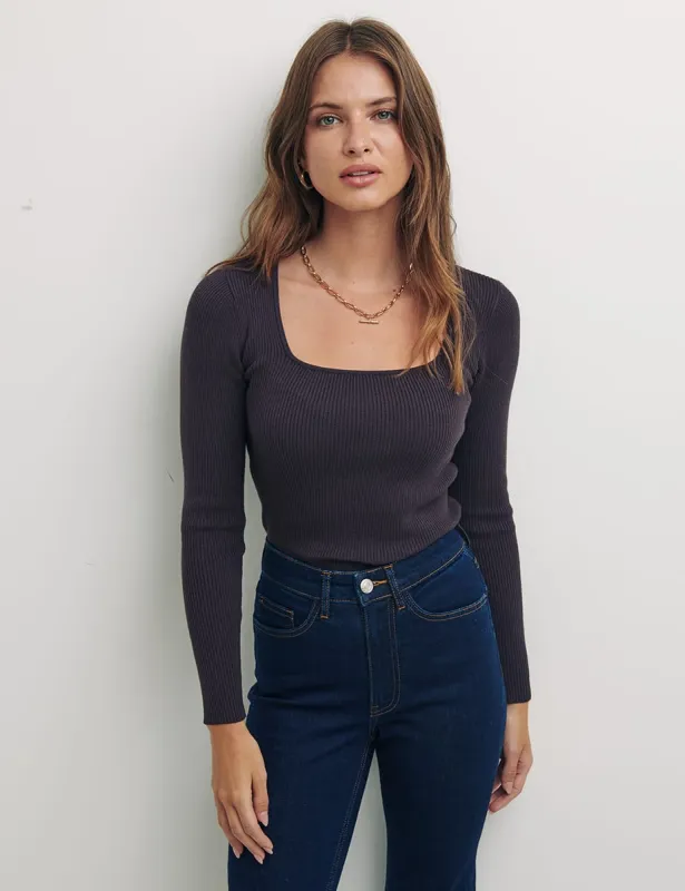 Square Neck 2x2 Rib Top sold by Nobody's Child