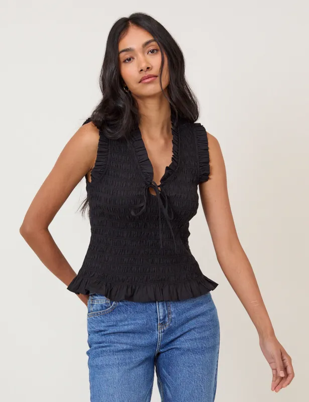 Black Shirred Top sold by Nobody's Child