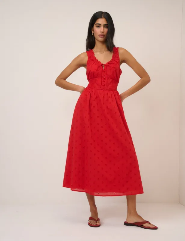 Red Floral Rylee Midi Dress sold by Nobody's Child