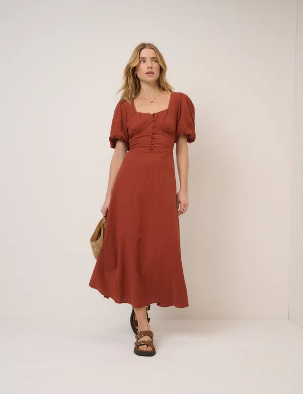 Burnt Orange Melody Midi Dress made by Nobody's Child