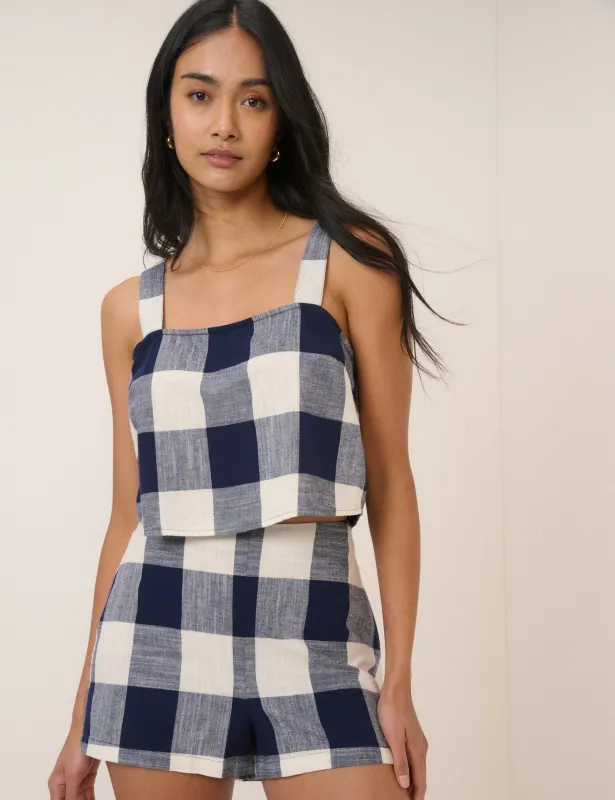 Navy Gingham Mini Shorts sold by Nobody's Child