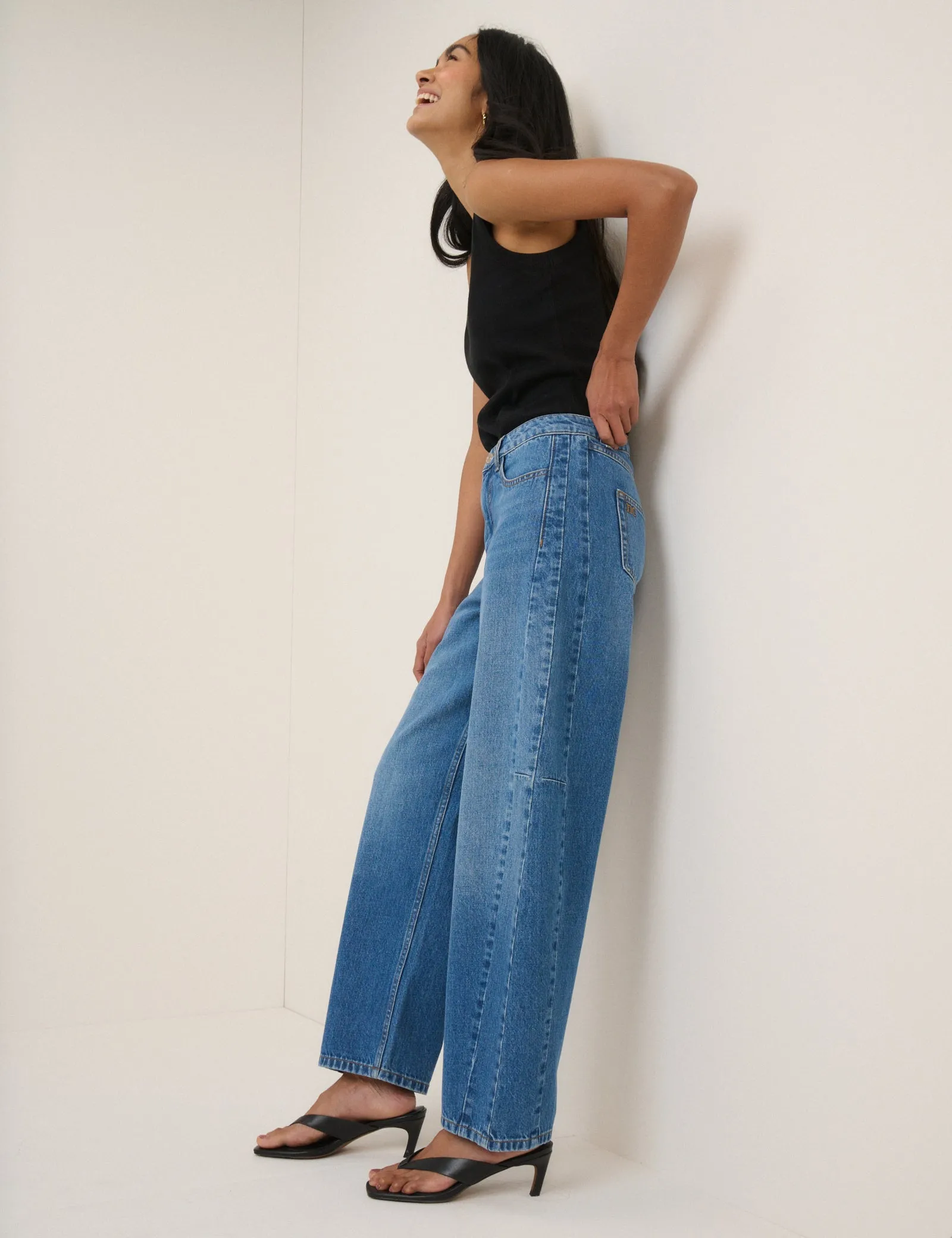 Blue Mid Rise Bethnal Barrel Leg Jeans sold by Nobody's Child product image thumbnail 3
