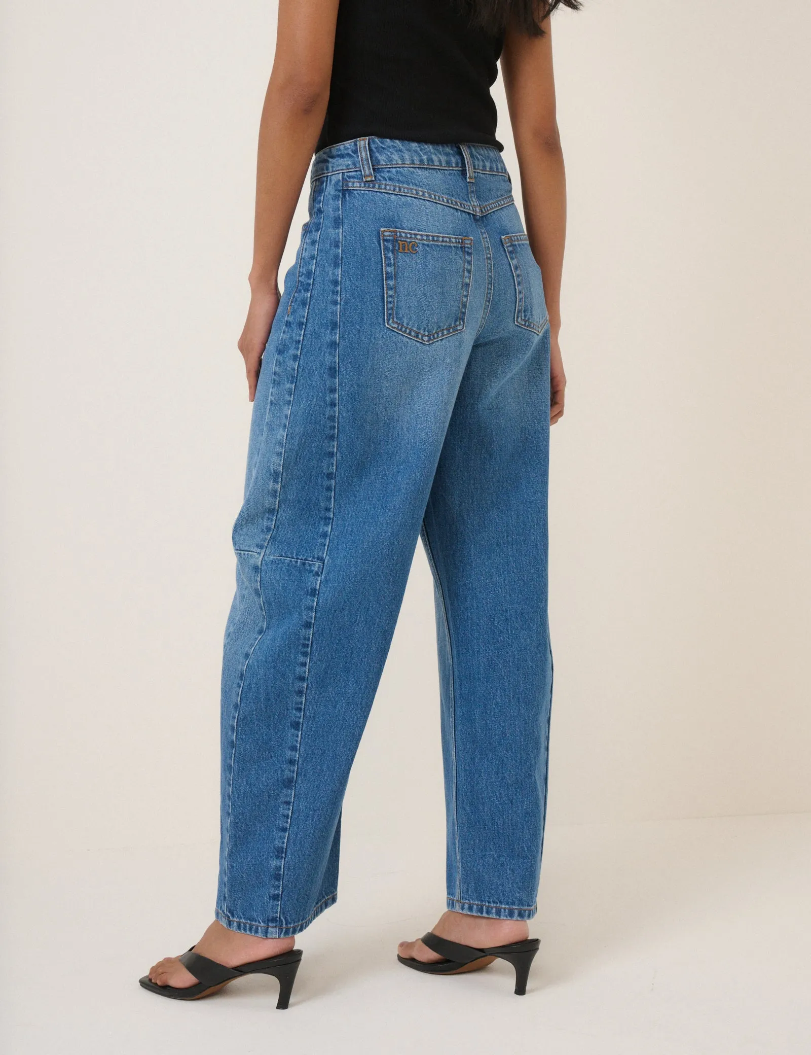 Blue Mid Rise Bethnal Barrel Leg Jeans sold by Nobody's Child product image thumbnail 5