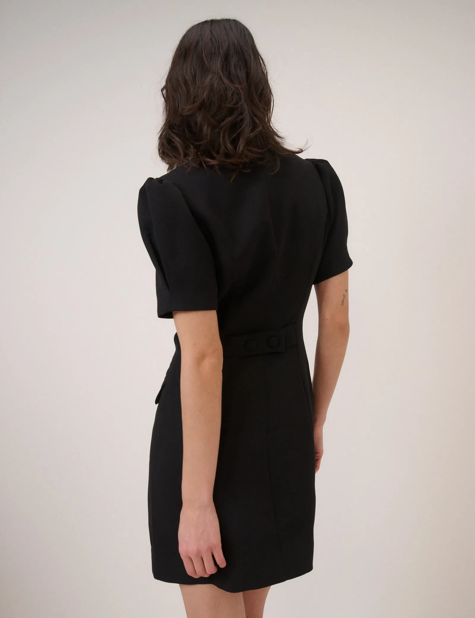 Black Short Sleeve Tailored Mini Dress sold by Nobody's Child product image thumbnail 5