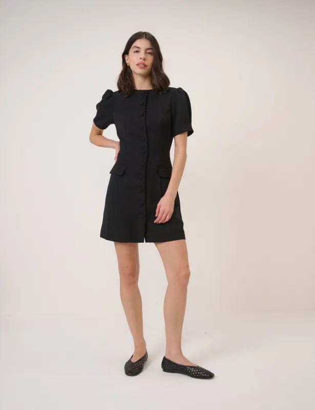 Black Short Sleeve Tailored Mini Dress made by Nobody's Child