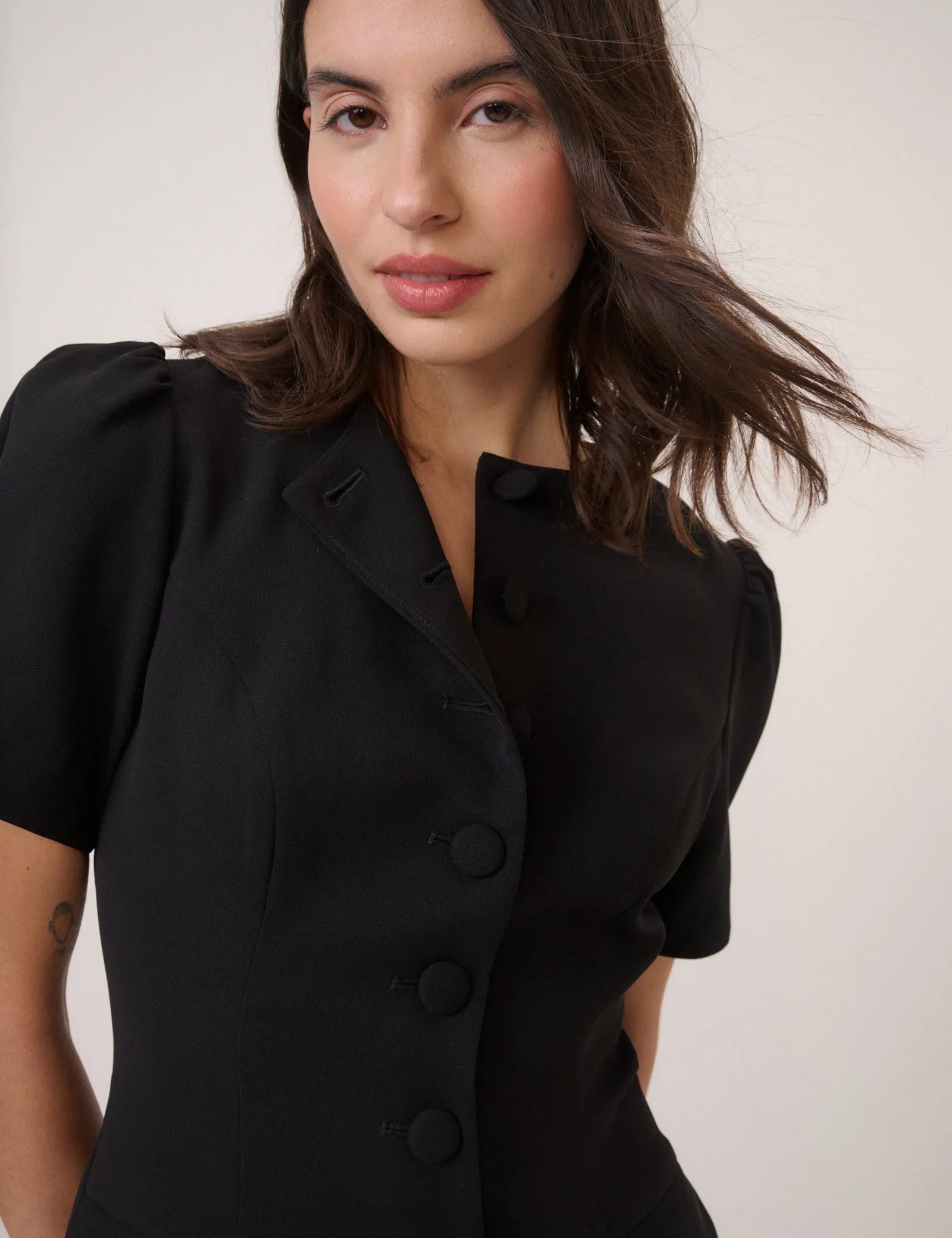 Black Short Sleeve Tailored Mini Dress sold by Nobody's Child product image thumbnail 3