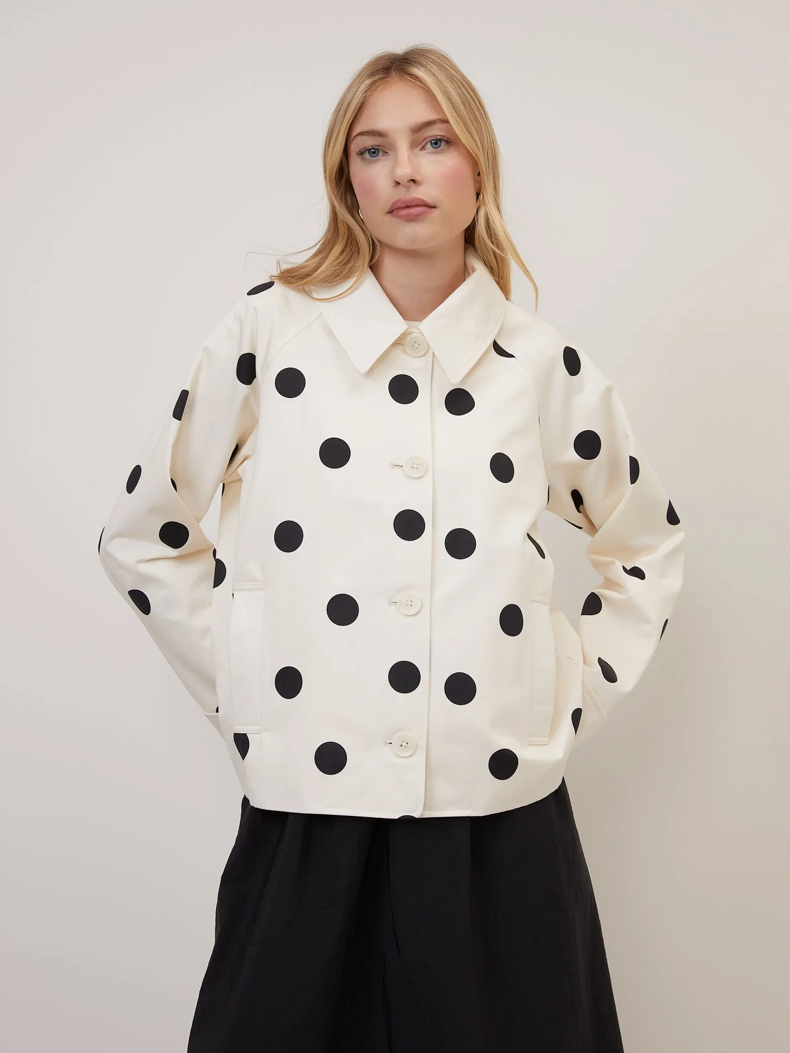Cream Polka Dot Swing Jacket sold by Nobody's Child