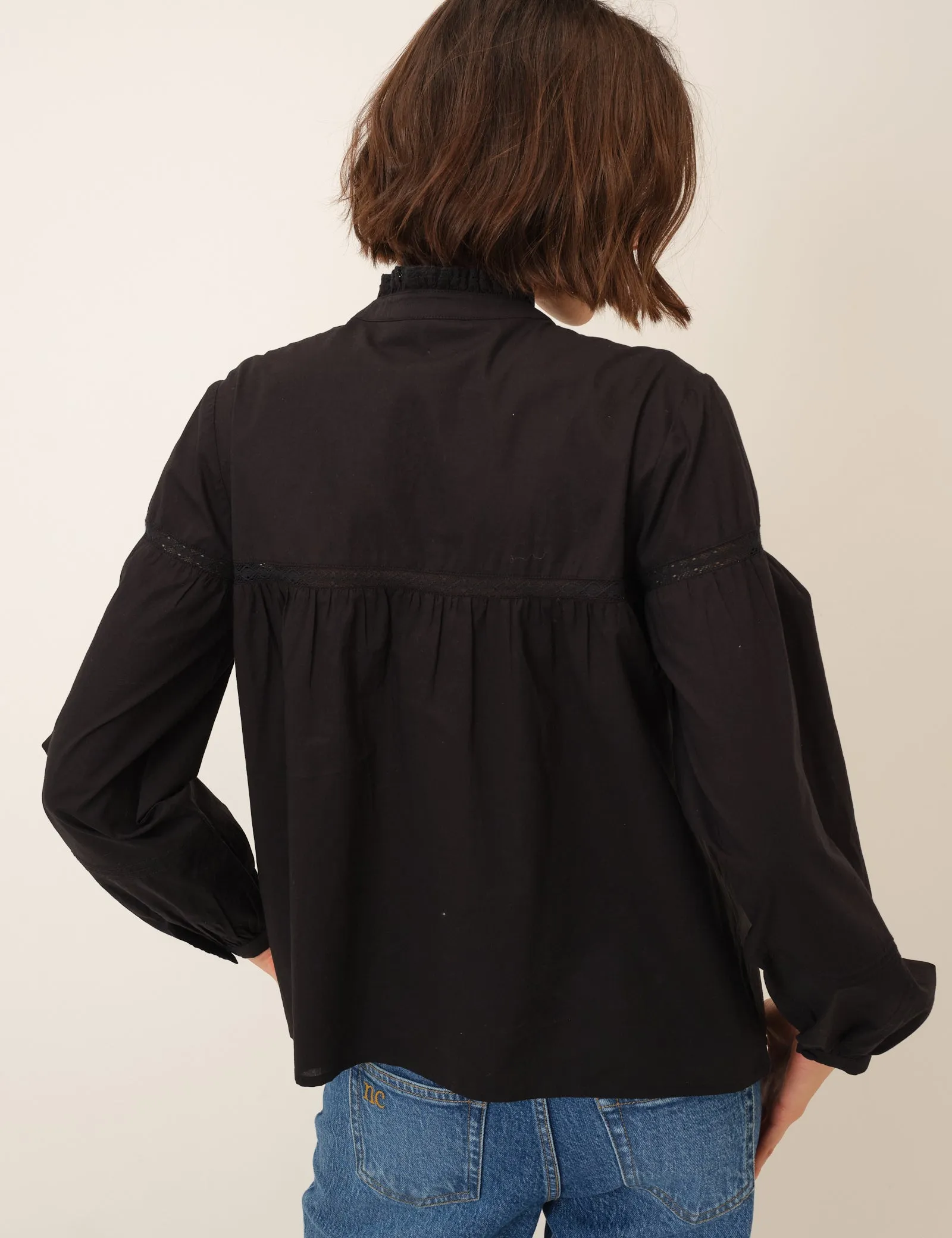 Black Floral Embroidered High Neck Blouse sold by Nobody's Child product image thumbnail 5