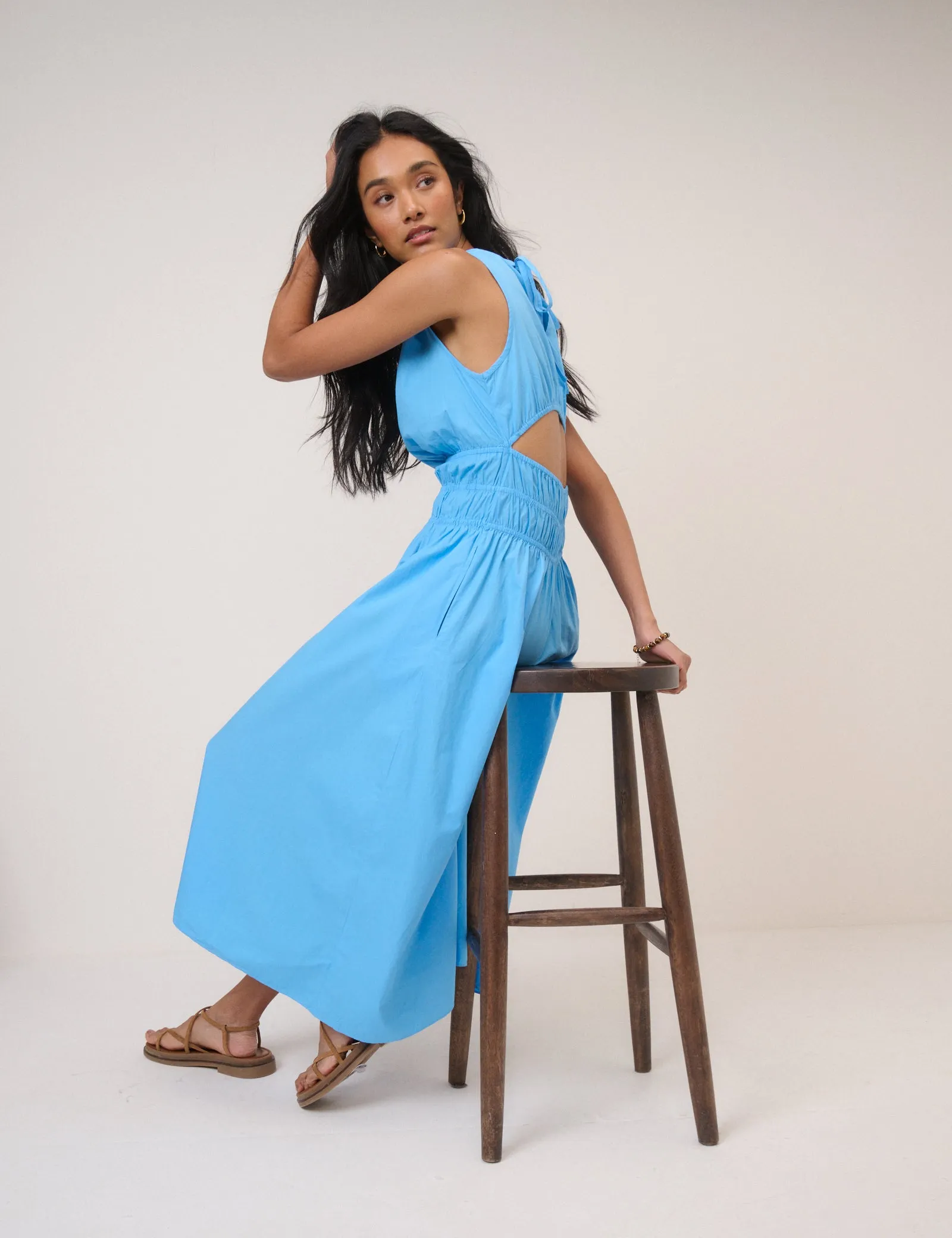 Blue Sleeveless Carrie Midi Dress sold by Nobody's Child product image thumbnail 4