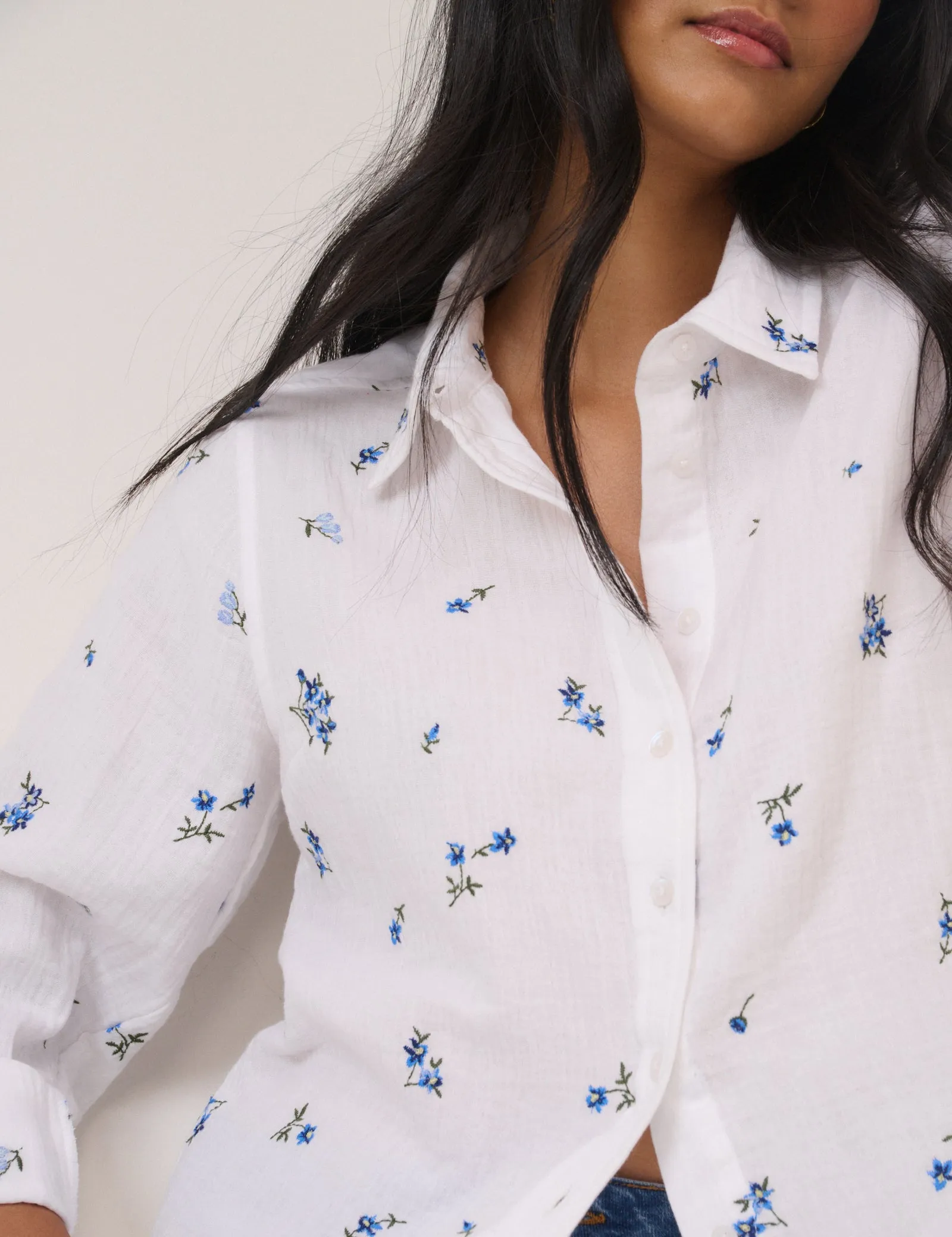 White Floral Embroidered Blouse sold by Nobody's Child product image thumbnail 2