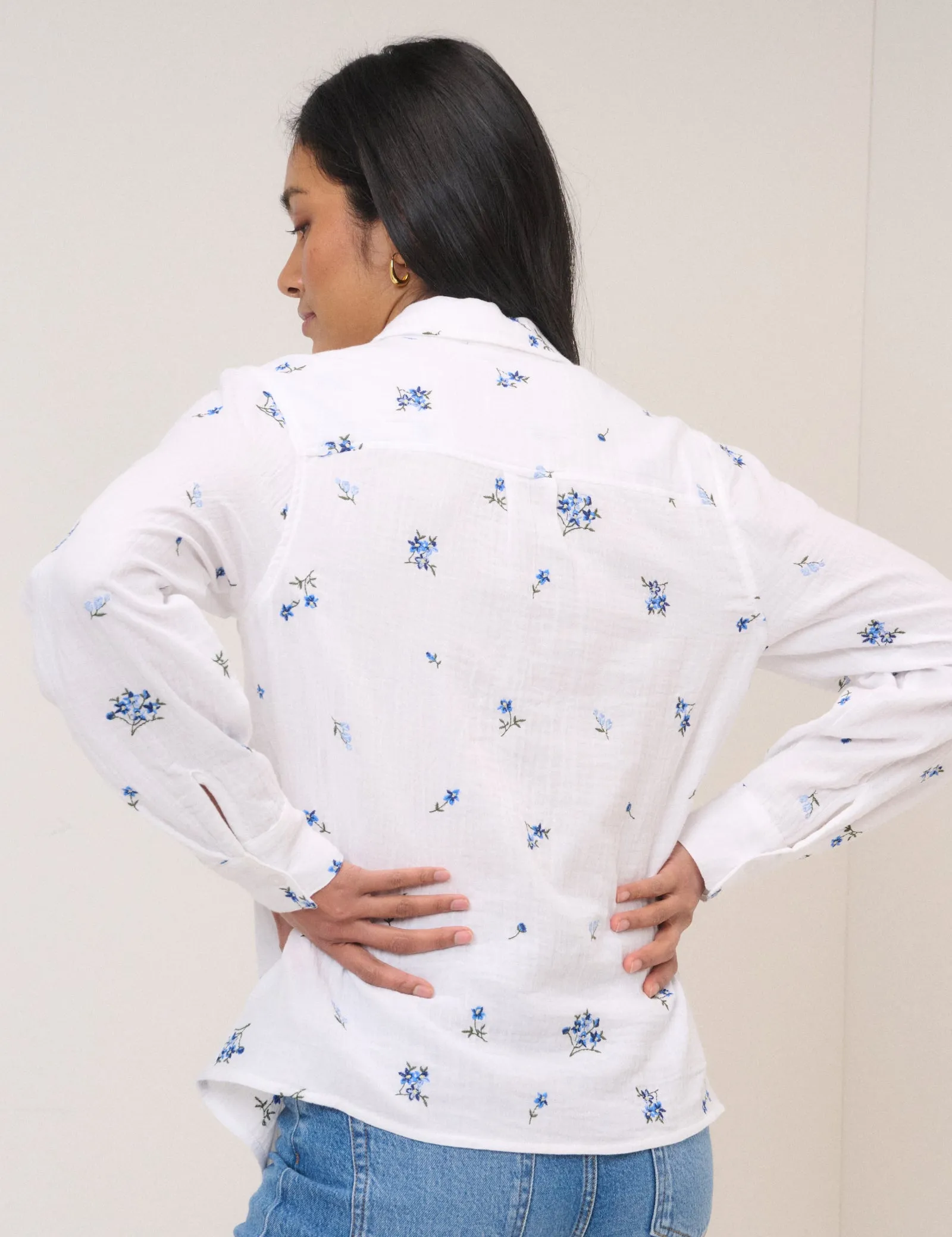 White Floral Embroidered Blouse sold by Nobody's Child product image thumbnail 5